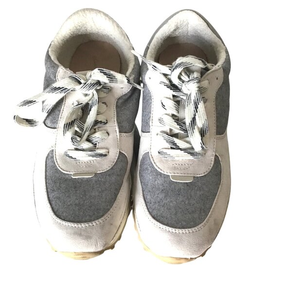 Vintage Gray & White Lace-Up Sneakers Size 9 Unisex - Picture 4 of 8